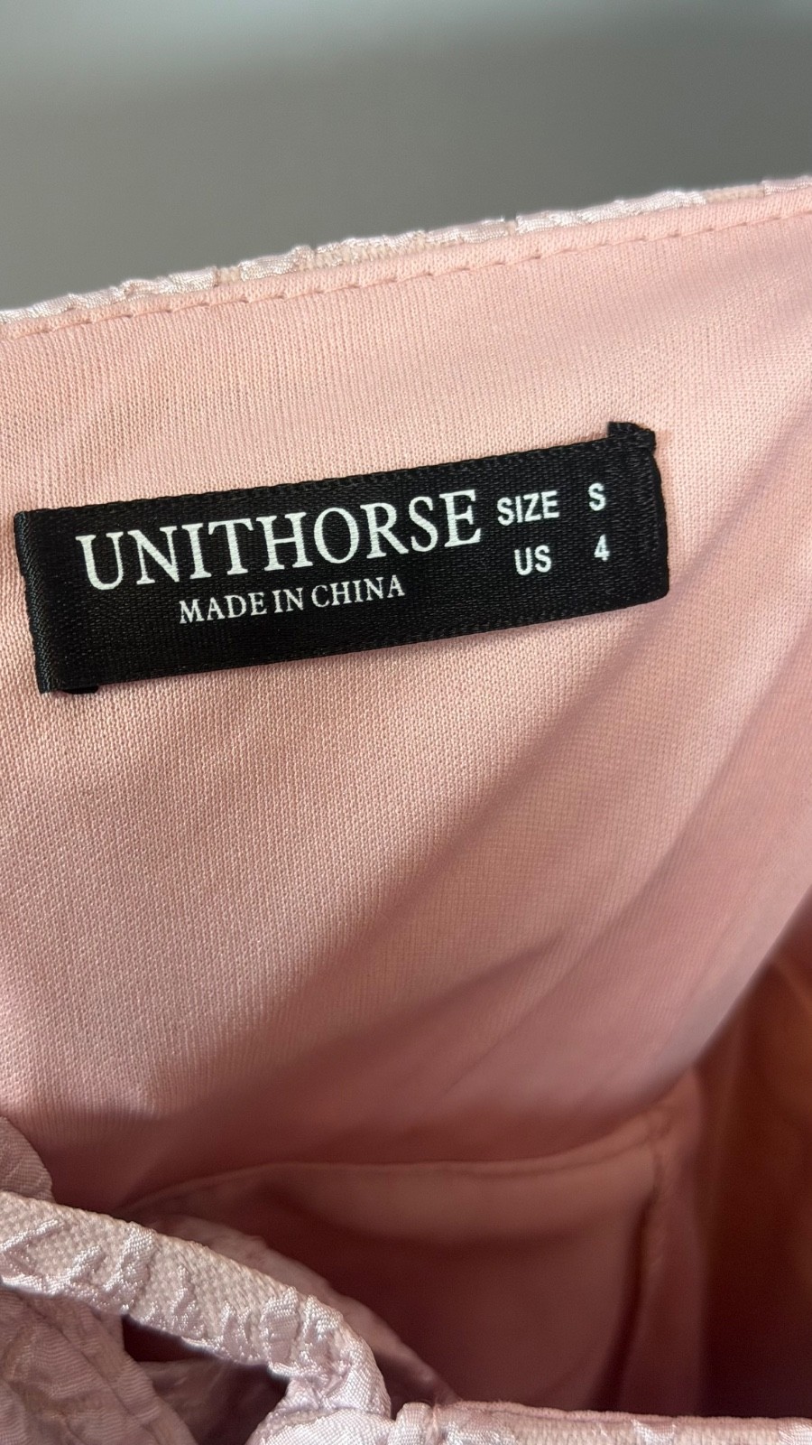 Unithorse Pink Jacquard Halter Formal Dress Women’s Size S US 4 Lace-Up Back Gow