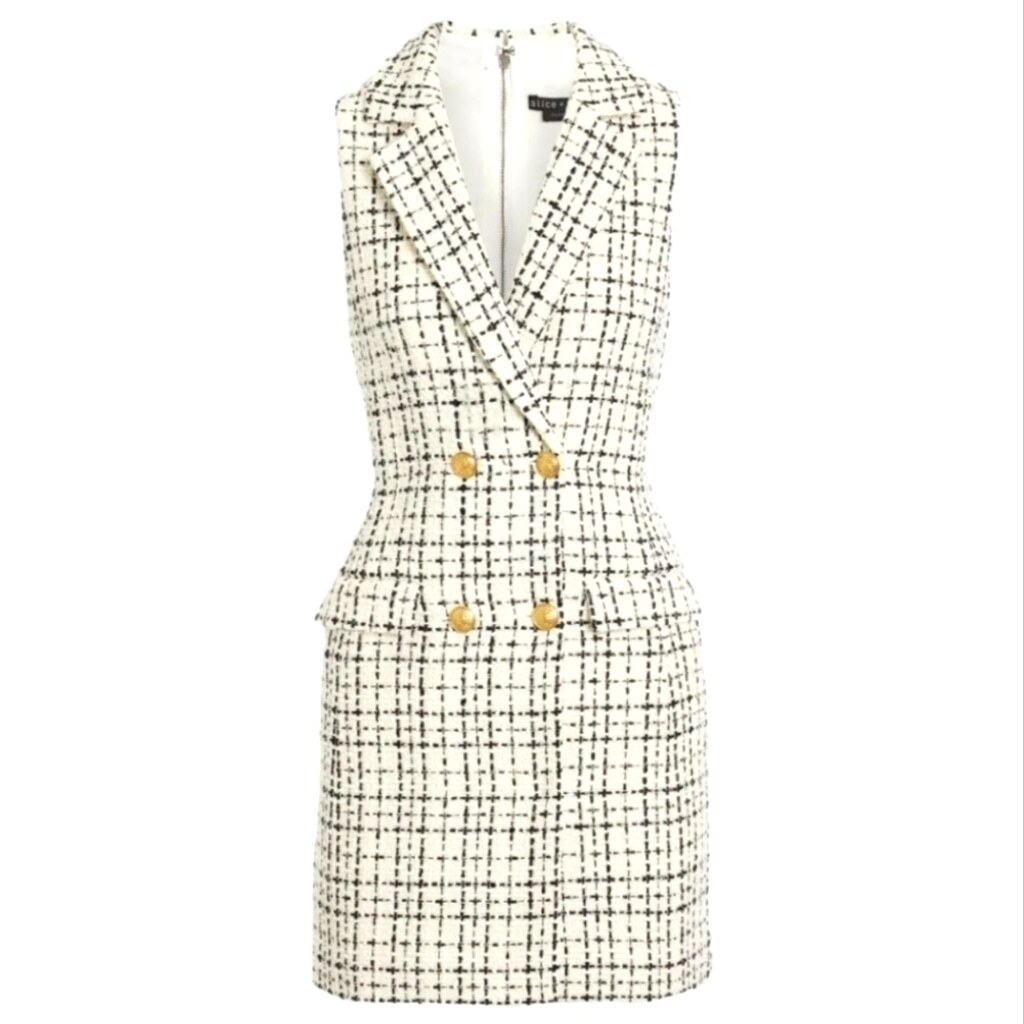 Alice + Olivia Jordy Double Breasted Wool-Blend Tuxedo Dress