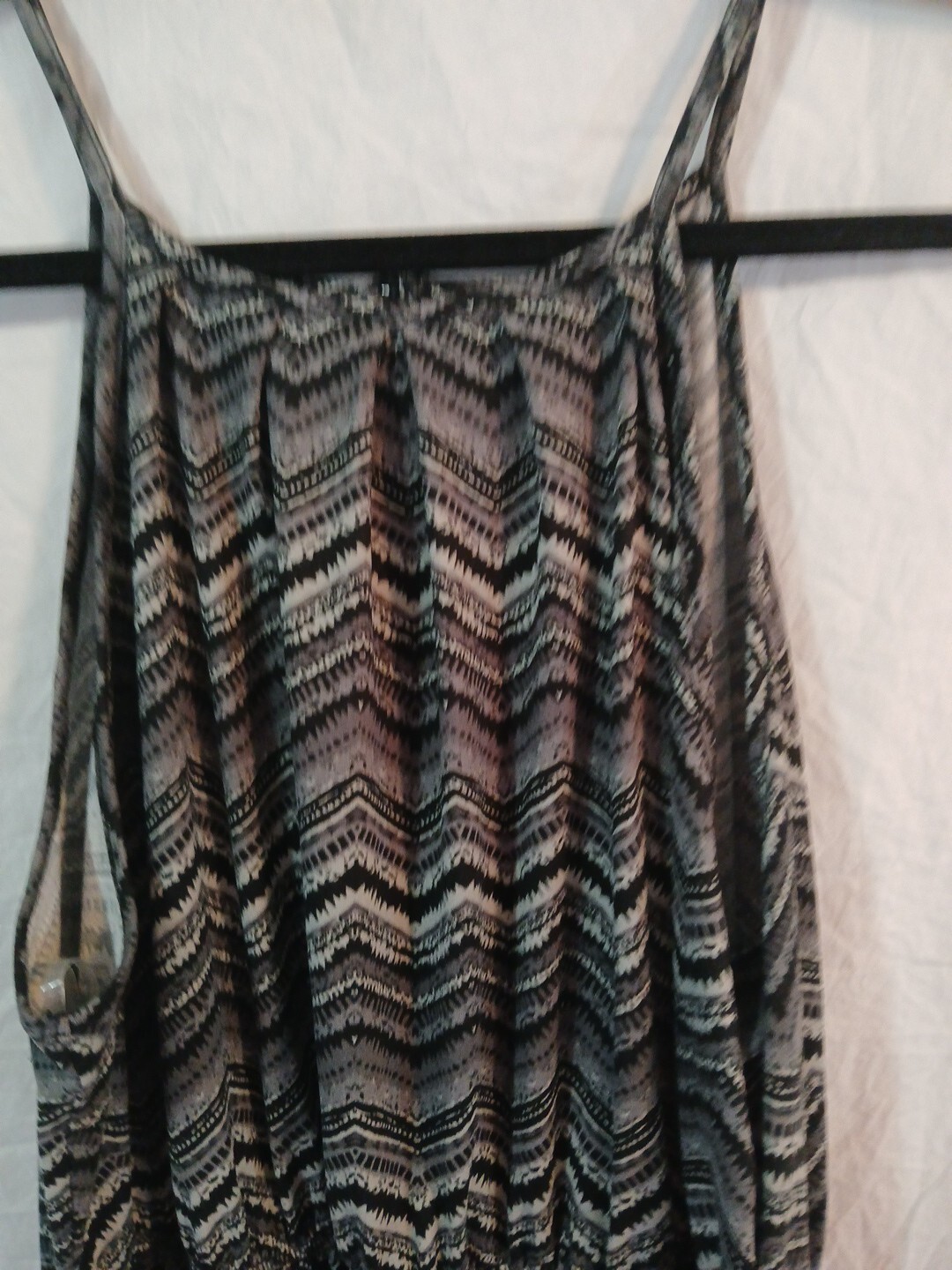 Sheila Rose Chevron Sun Dress Black-Grays Zig-Zag Womens Xlg Elastic Waist
