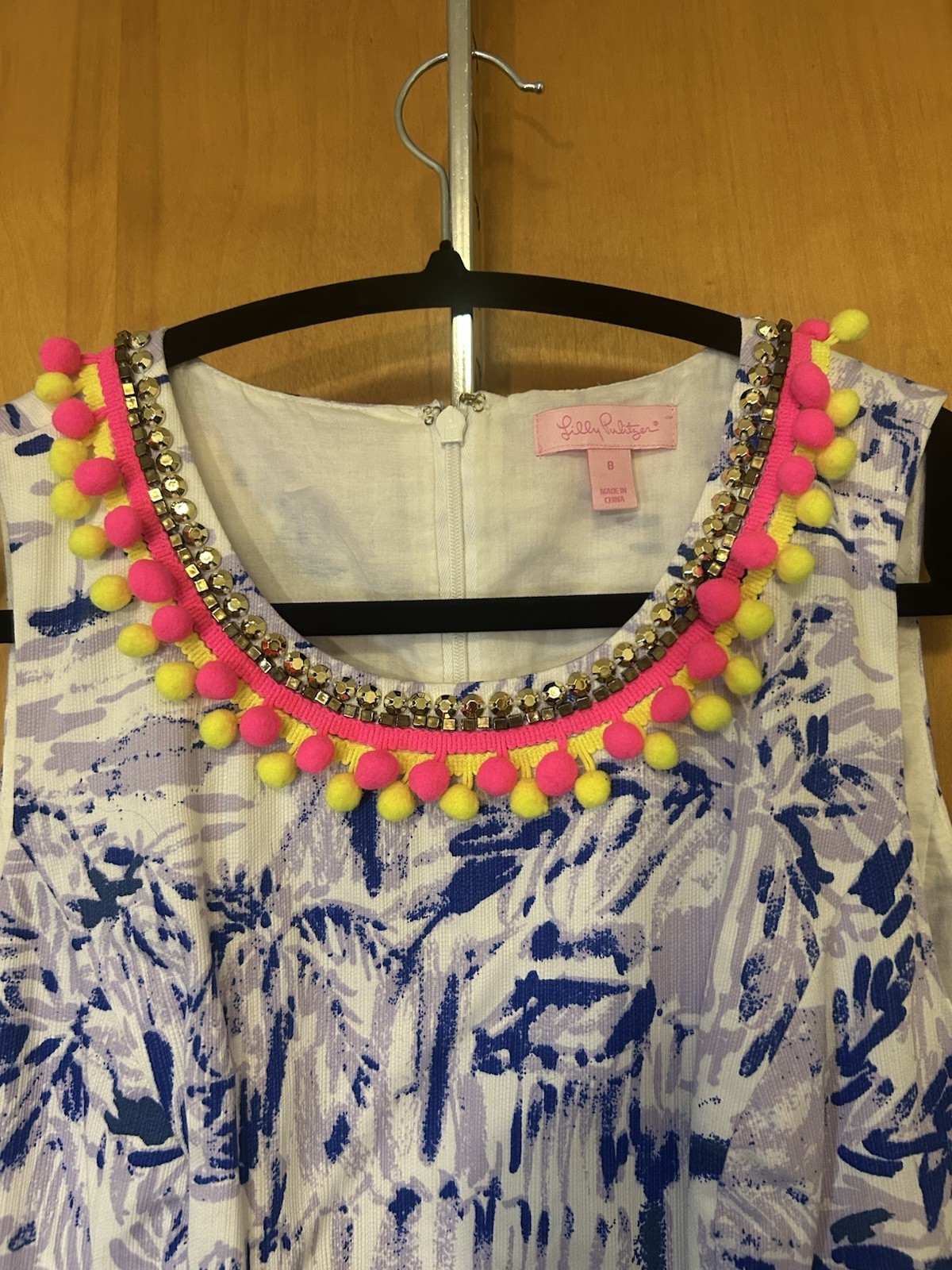 EUC Lilly Pulitzer Mila Shift Dress in Lilac Rock the DockPom Pom size 8