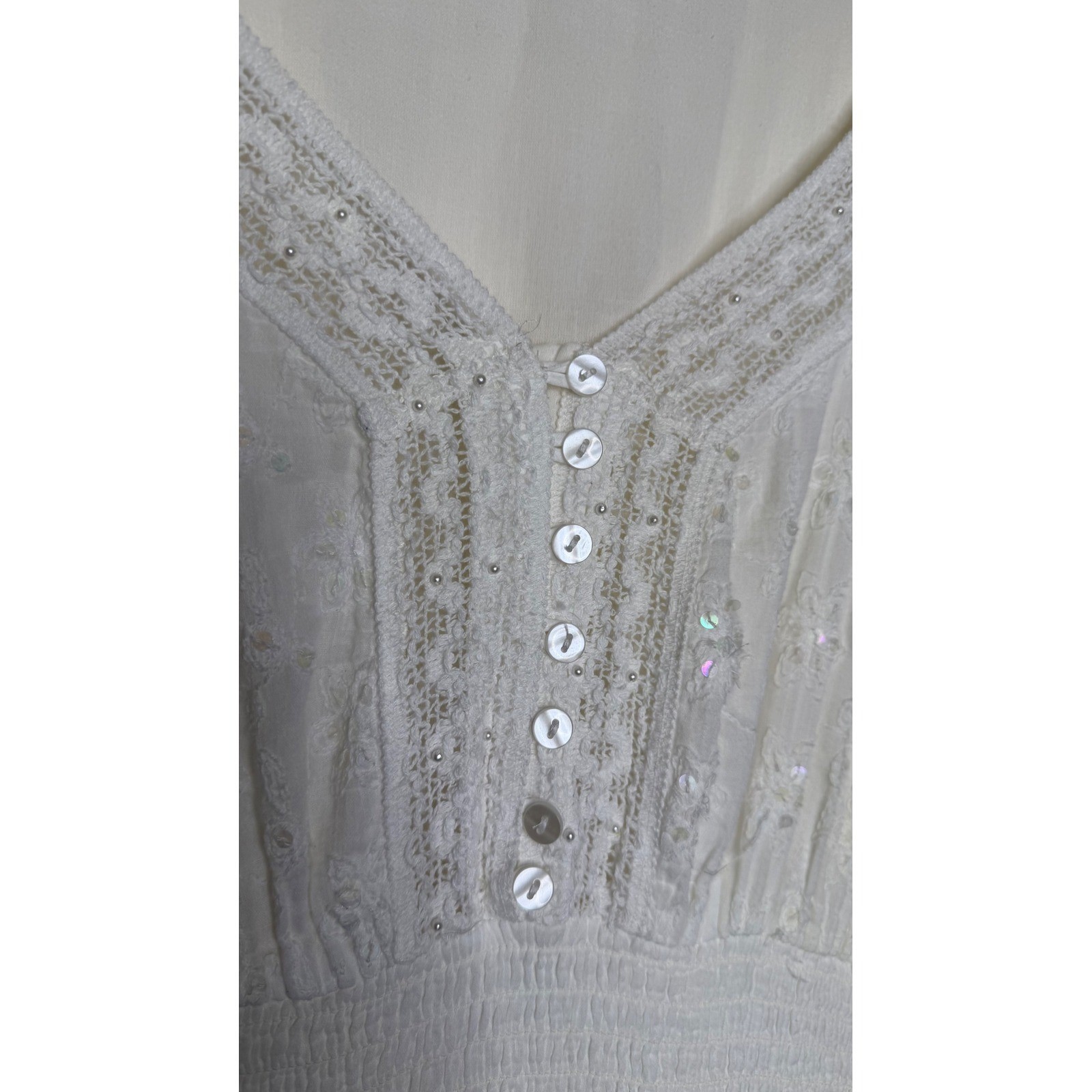 Mlle Gabrielle 2X Cotton Dress Plus Size White Lace Ruffle Cottagecore Peasant