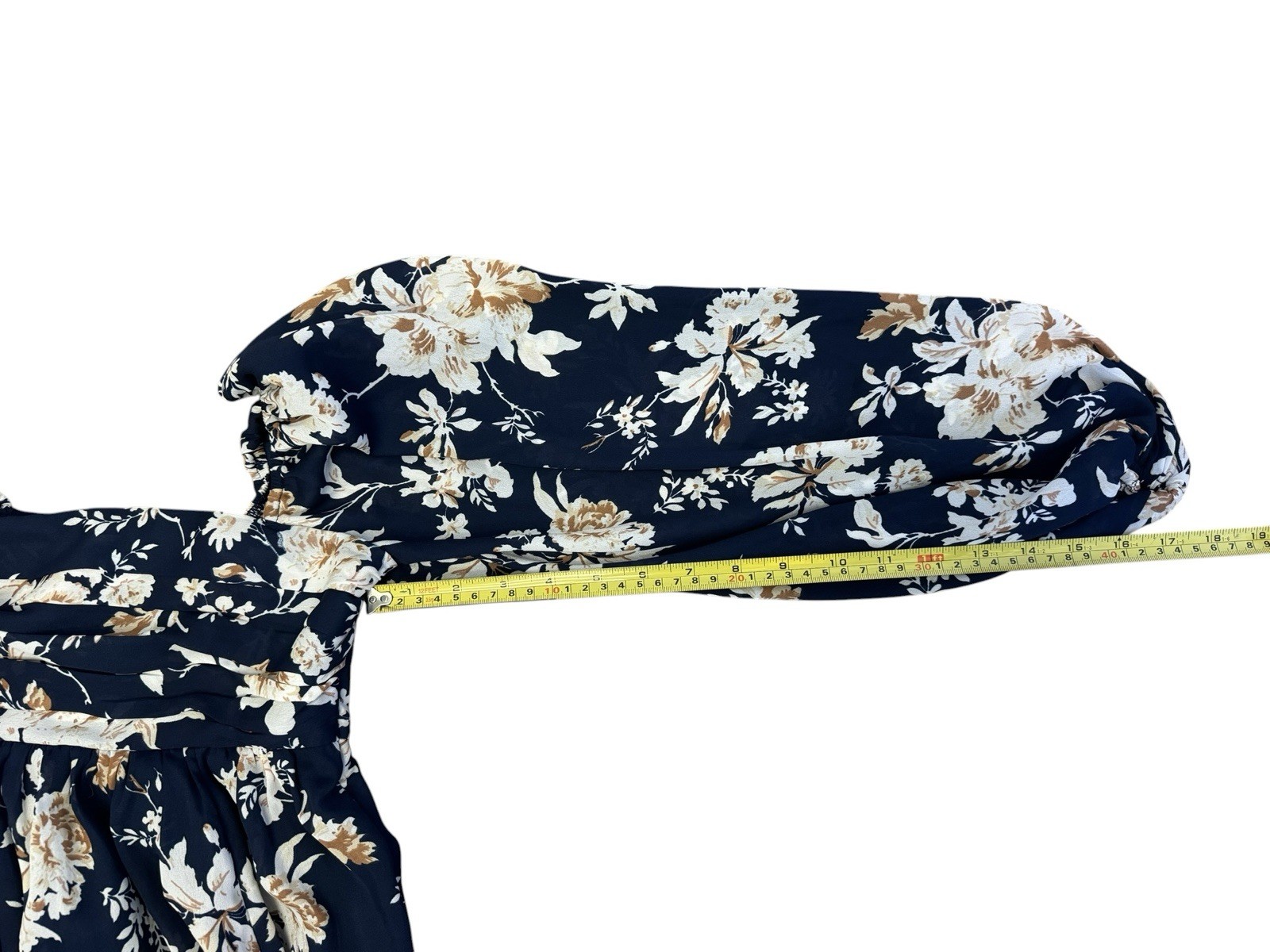 Abercrombie & Fitch XSP Navy Floral Mini Dress Puff Sleeve Smocked Back Square