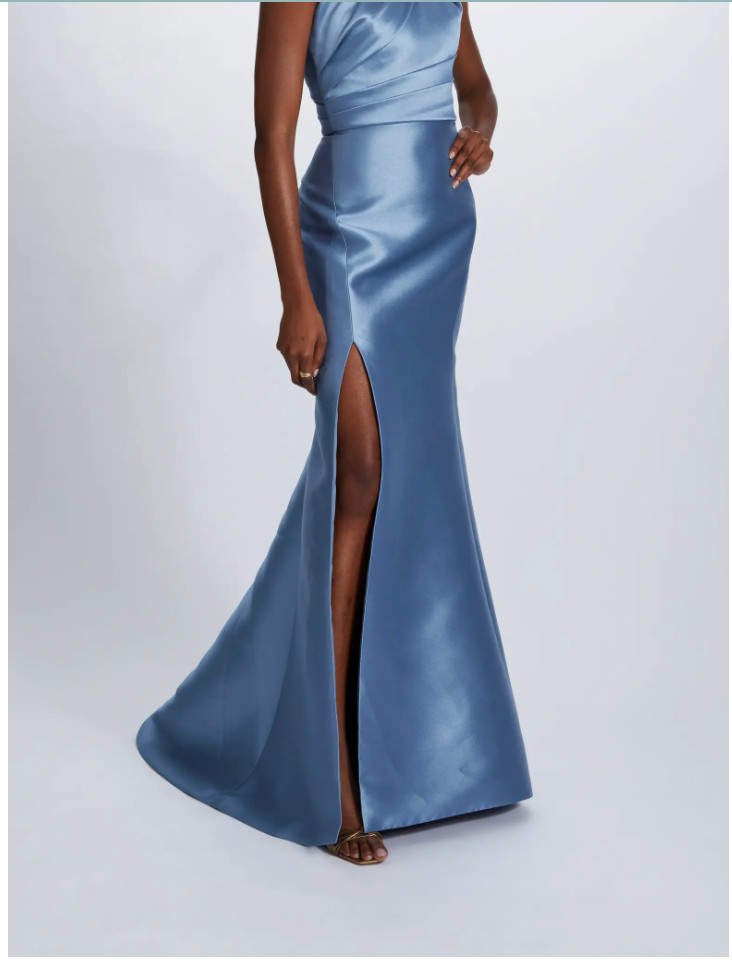 Amsale One Shoulder Bow Gown Smoky Blue Formal Dress Size 6 Nordstrom