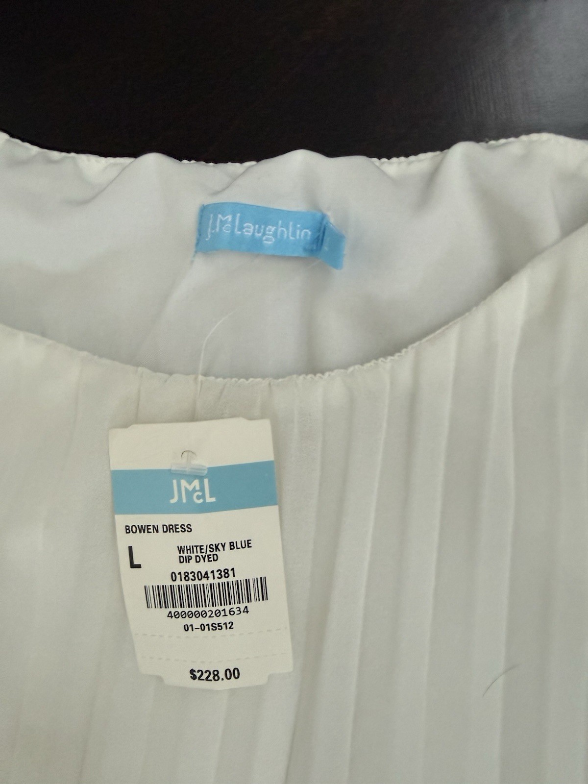 J. MCLAUGHLIN Women’s White Blue Gradient Pleated Maxi Dress Lined (Size L)
