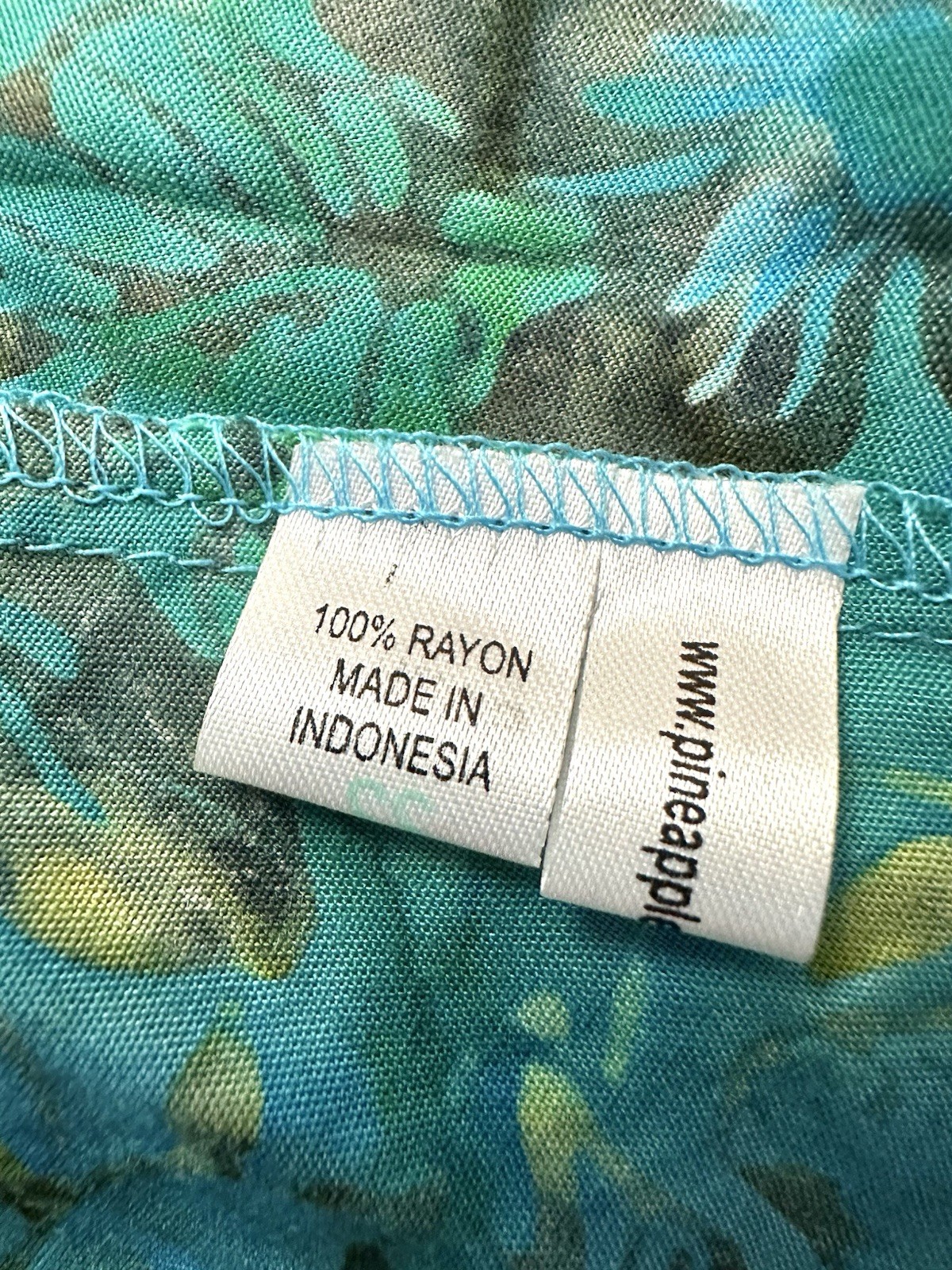 Pineapples Hawaii XL Beaded Floral Halter Dress Blue Rayon Resort Tropical