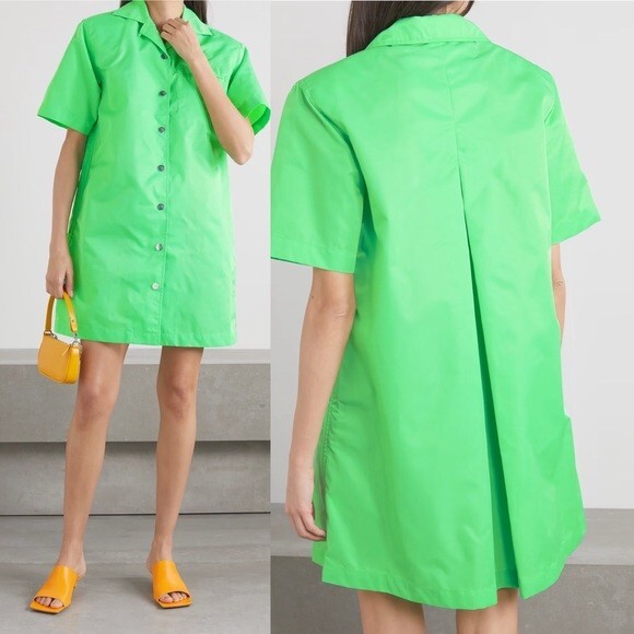Remain Birger Christensen Green Storm Mini Dress Size 8 Collared Bright NWOT NEW