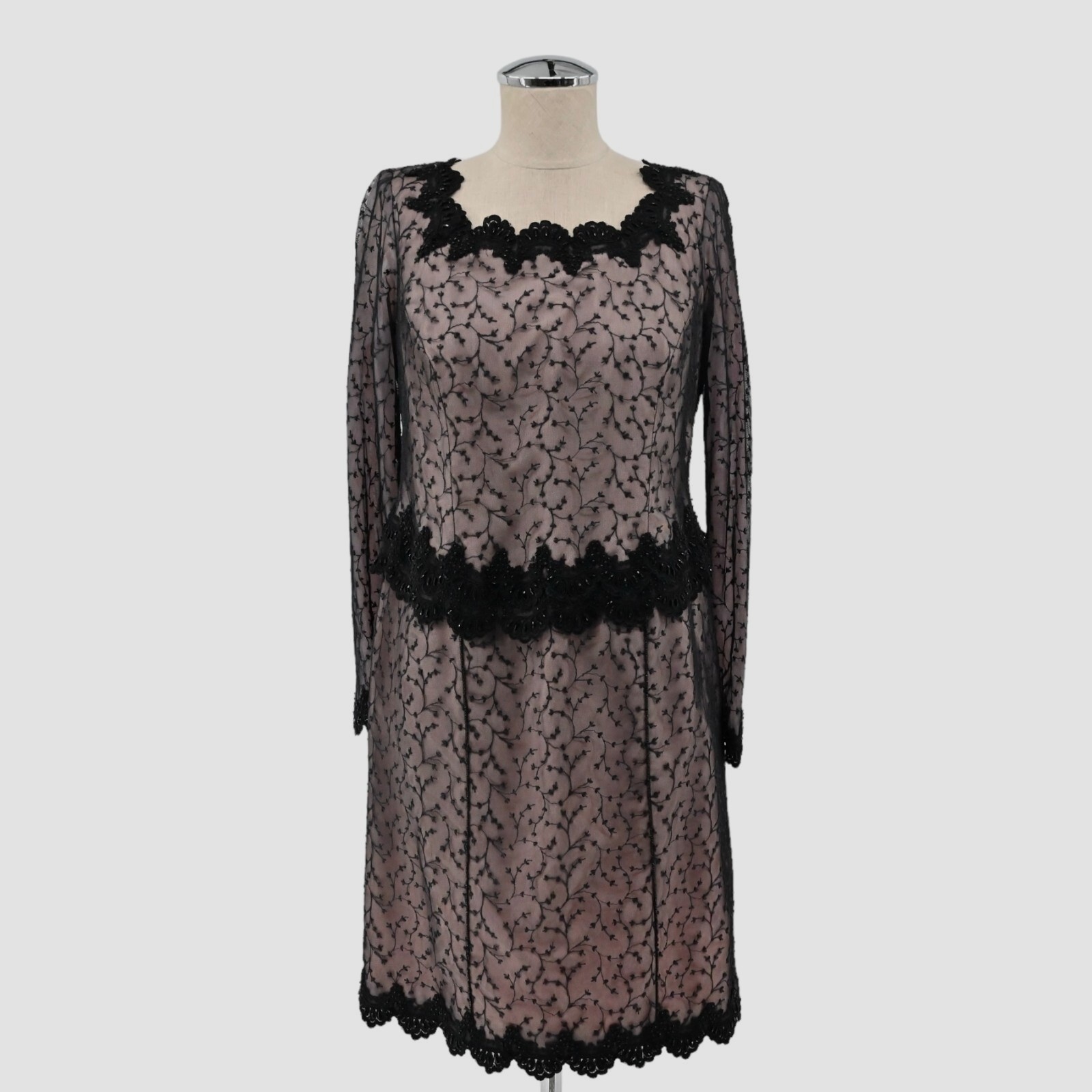 True Vintage 70s Beaded Lace Dress Size M Dark Romantic Whimsigoth Victorian