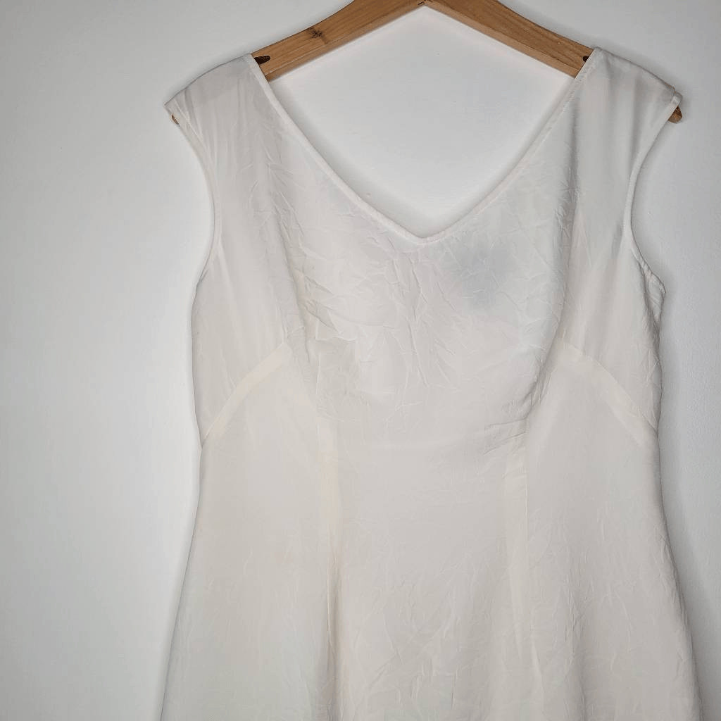 Vintage Finity Ivory 100% Silk Sleeveless Sheath Dress Size 10