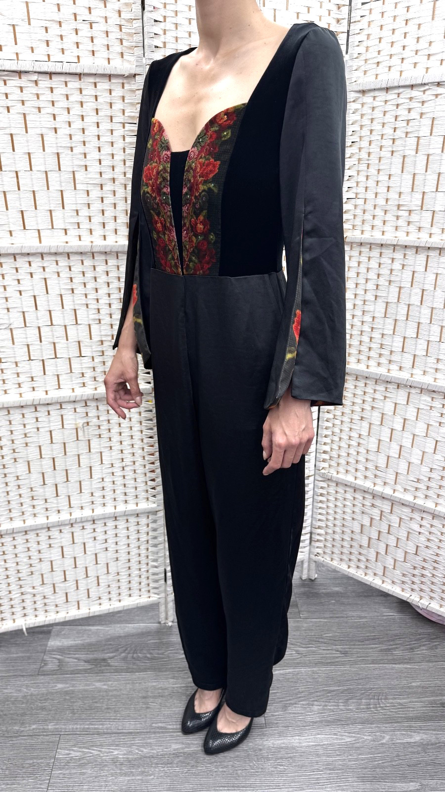 Michal Negrin Full Length Black Elegant Overalls Size -38 – Beautiful.