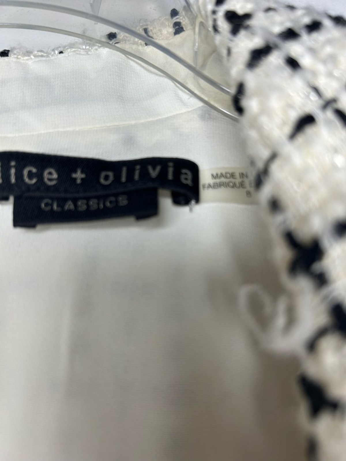 Alice + Olivia Jordy Double Breasted Tweed Tuxedo Mini Sleeveless Dress SIZE 8