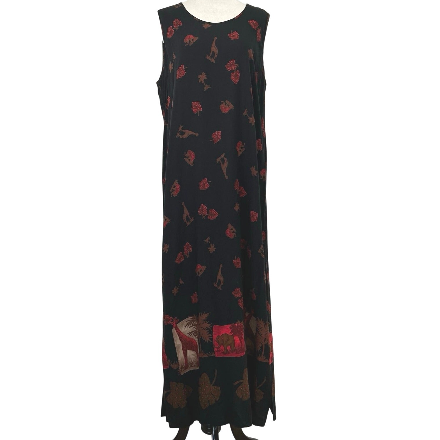 Tribal Print Maxi Dress Boho Festival Resort Vacation Sleeveless Flowy Women XL