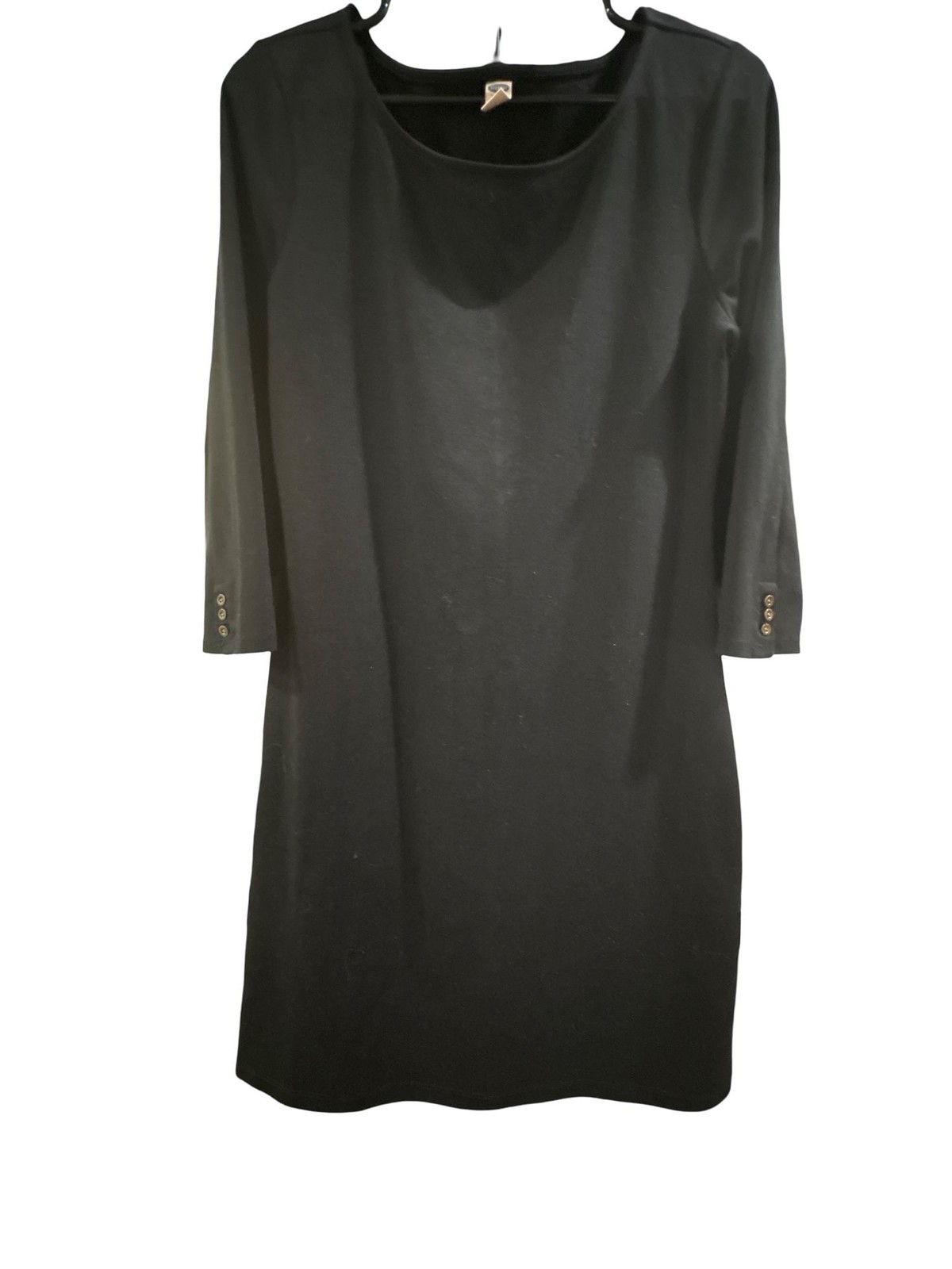 F02Old Navy Black 3/4 Sleeve Button Detail Shift Dress Size M