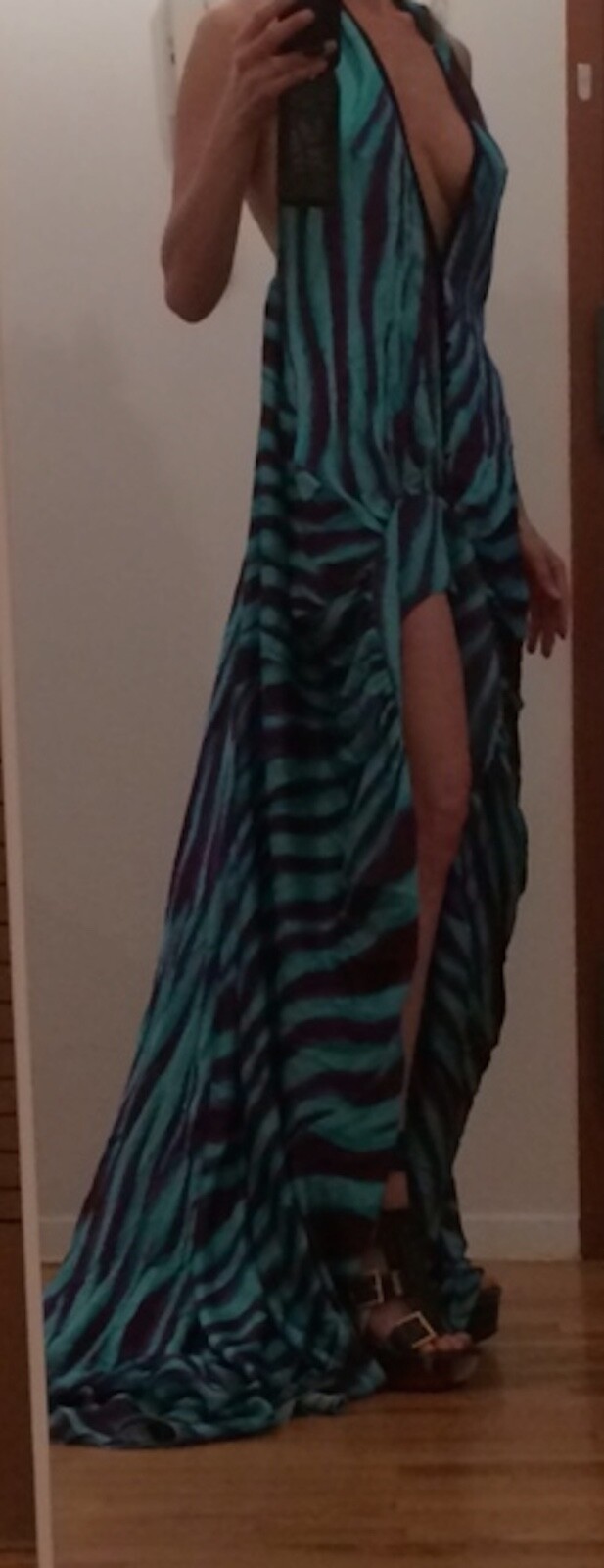 Louis Vuitton Runway Zebra Long Backless Gown Rhianna Sexy Gown 36 Sublime!!