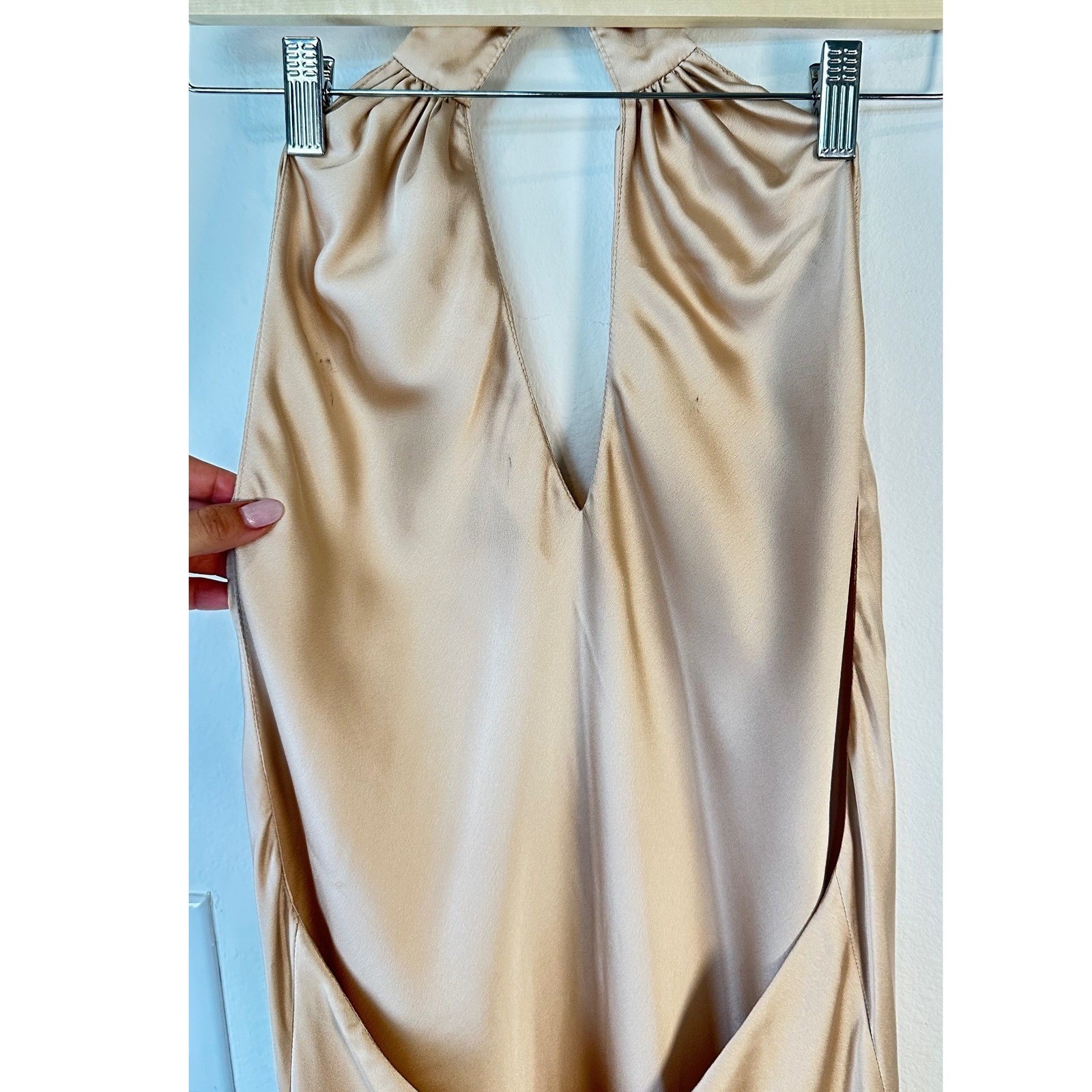 Show Me Your Mumu Jasmine Halter Maxi Dress Womens Formal Satin S Champagne