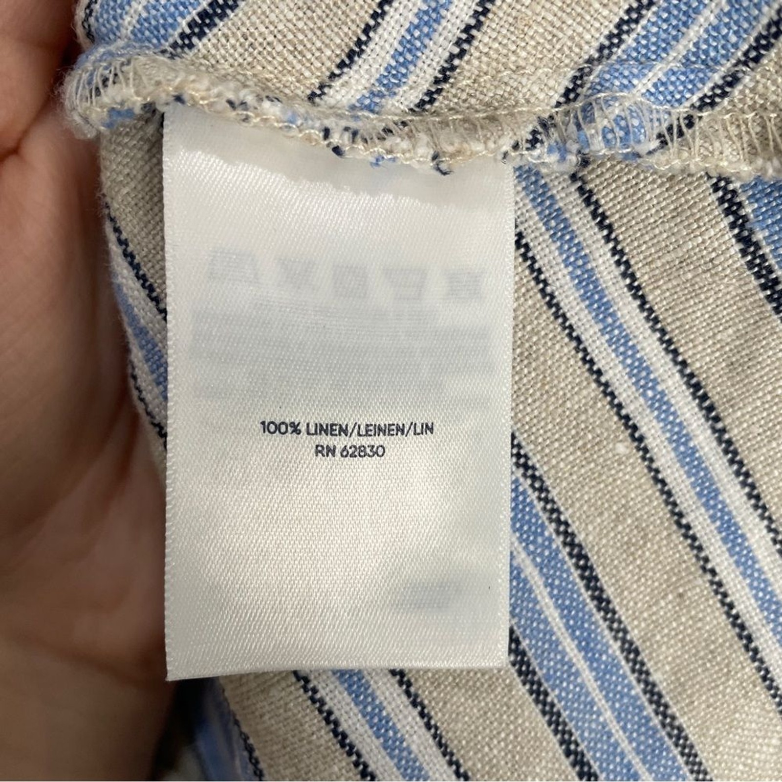 Lands’ End Sleeveless Striped Midi Dress 100% Linen Nautical Sailor Cruise, M.