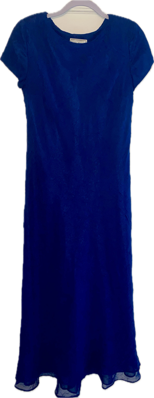 KARIN STEVENS Dress Royal Blue Lined Ruffles Size 8 Whimsical elegant feminine