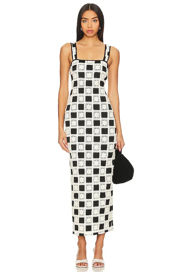 NEW NWT $238 TULAROSA “Anna” black white patchwork maxi dress – sz XXS