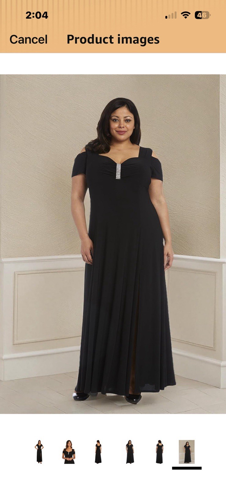 R&M Richards Black Formal Cold Shoulder Rhinestone Side Slit Long Maxi Dress 16W
