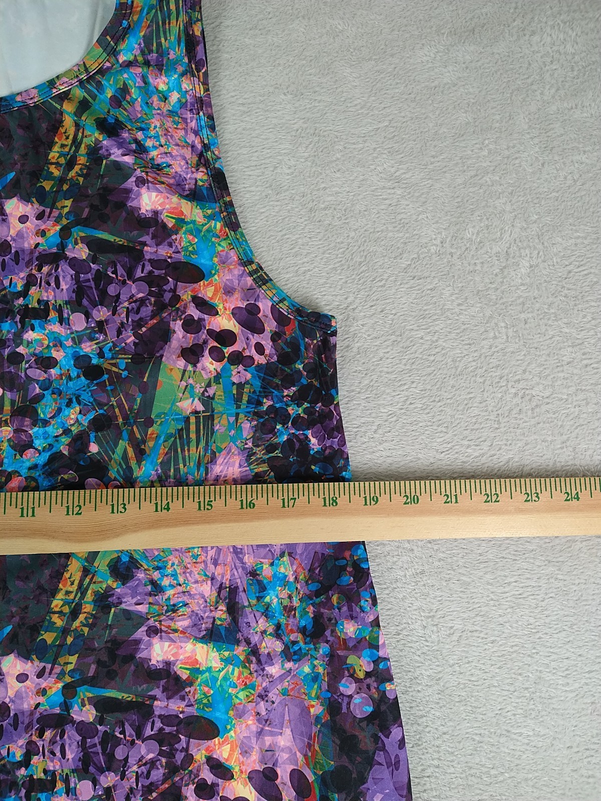 CVG Constantly Varied Gear Dress Size M/L Purple Pop Art Psychedelic Ruched Hem
