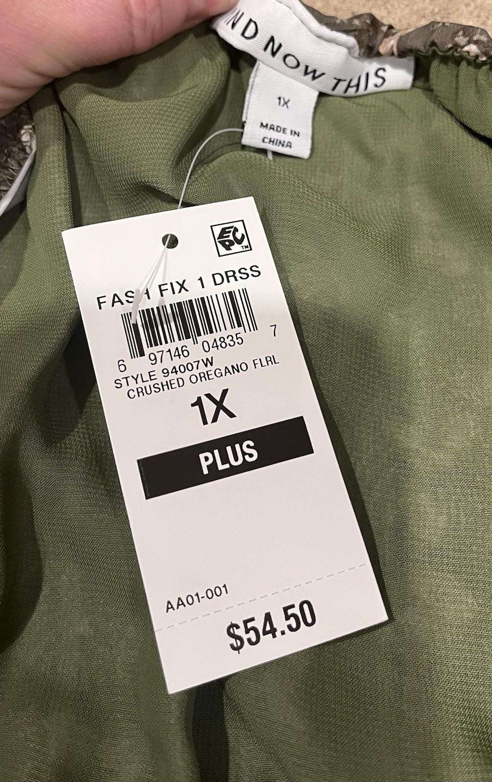 And Now This Trendy Plus Size Peasant Mini Dress – 1X – Oregano- NWT -$54 Retail