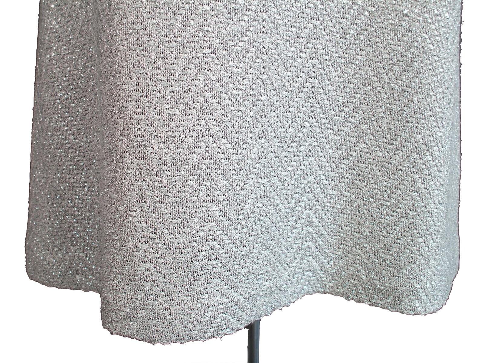 NWT ST. JOHN Silver Sparkle Chevron Knit Tweed Sheath Tank Dress sz 14 $1495