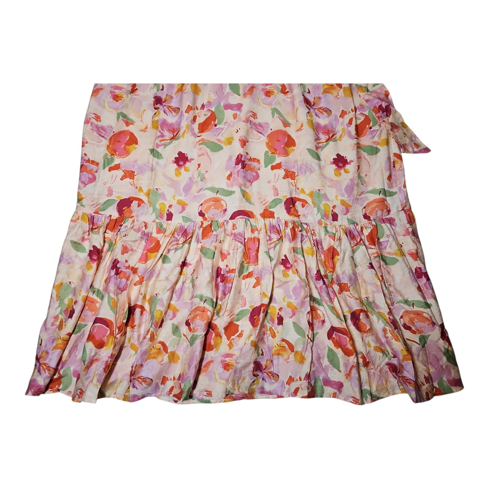 Sam Edelman Flutter Sleeve Midi Floral Peach Ruffled Pocket Dress Womens Size 14