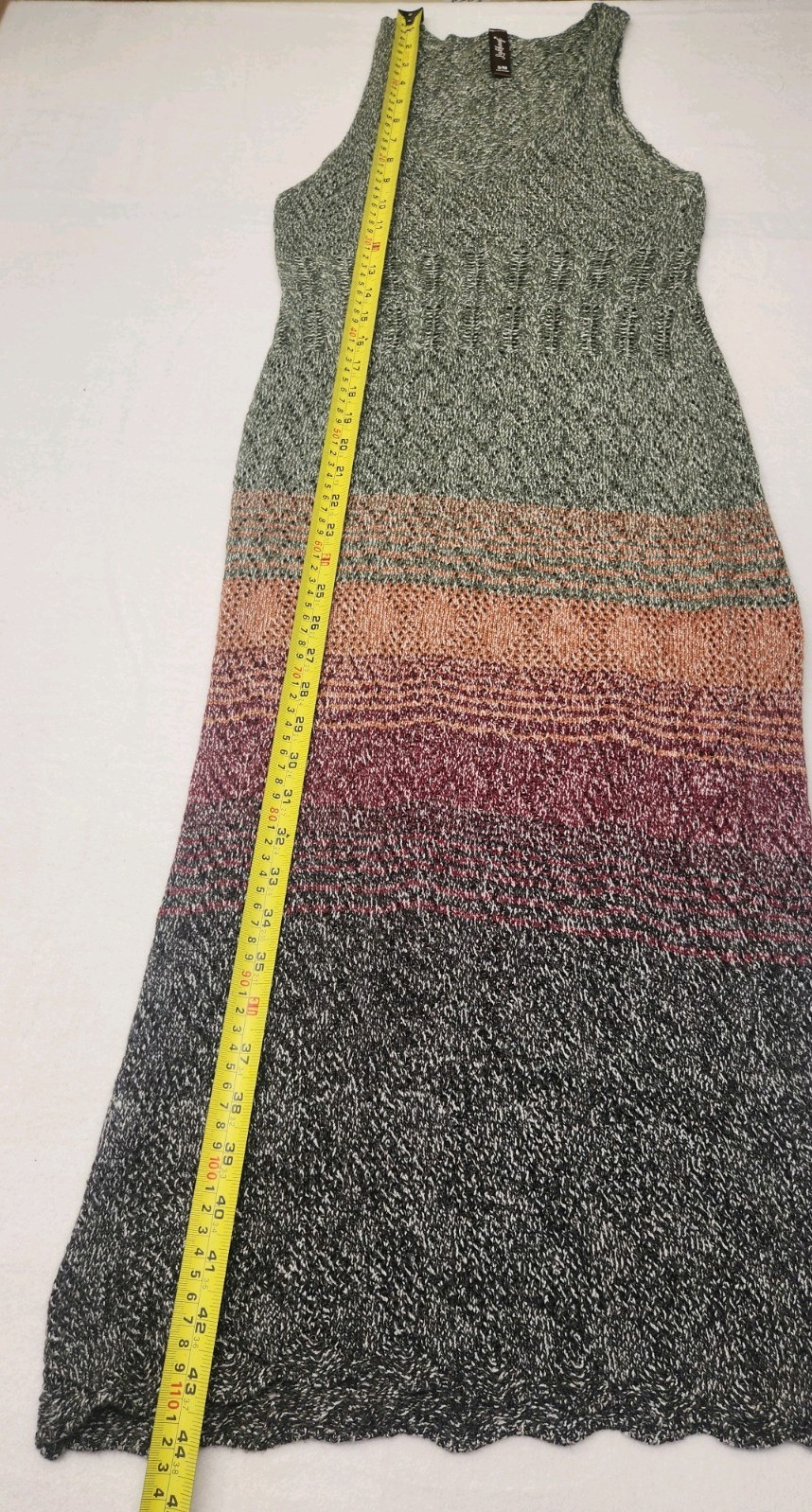 Women’s Crochet Knit Lightweight Stretchy Sweater Ombre Gradient Dress Sz S/M