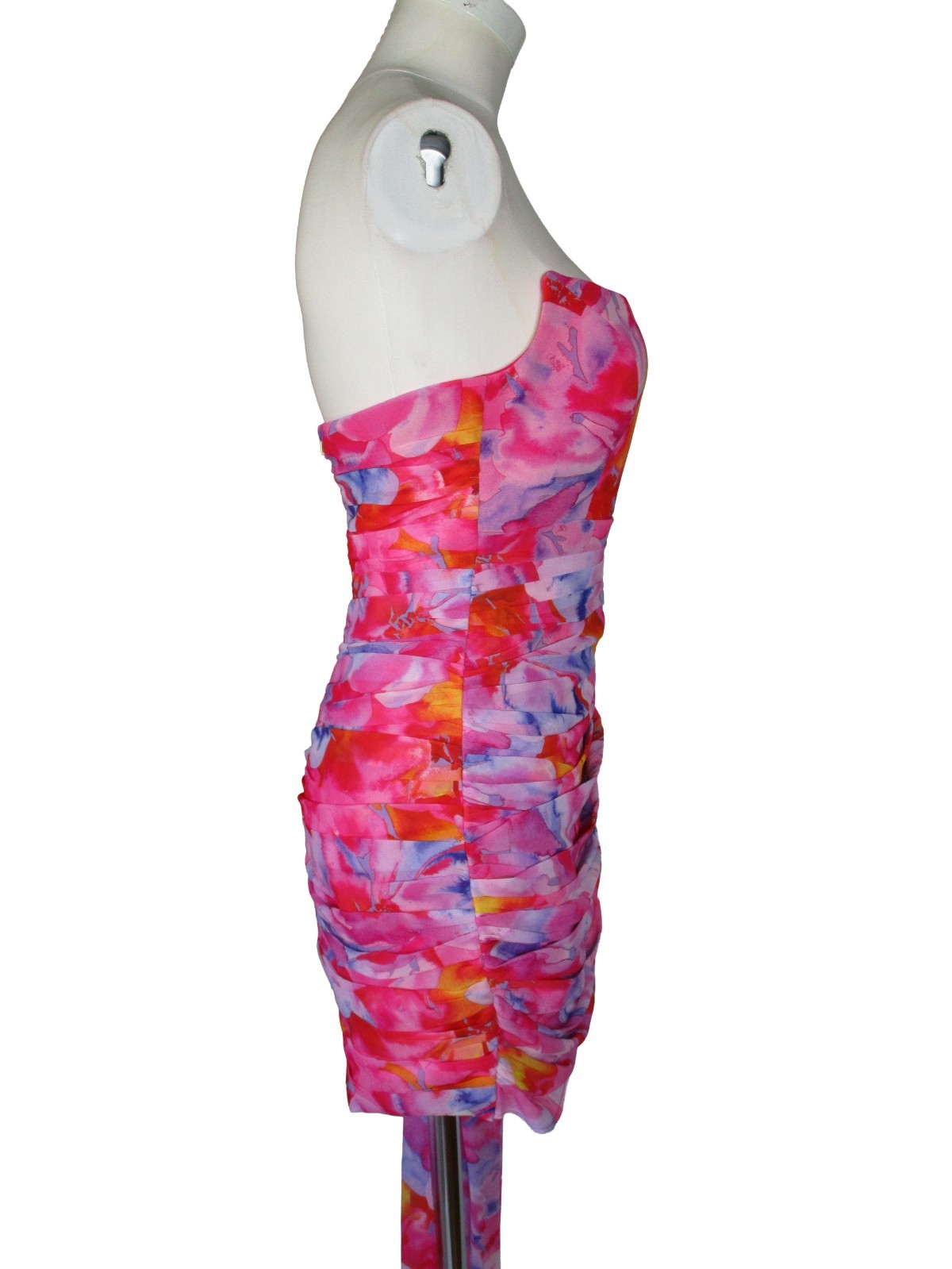 Sz M / US 6 Runaway The Label Stella Mini Dress Pink Watercolor Sunset Chiffon
