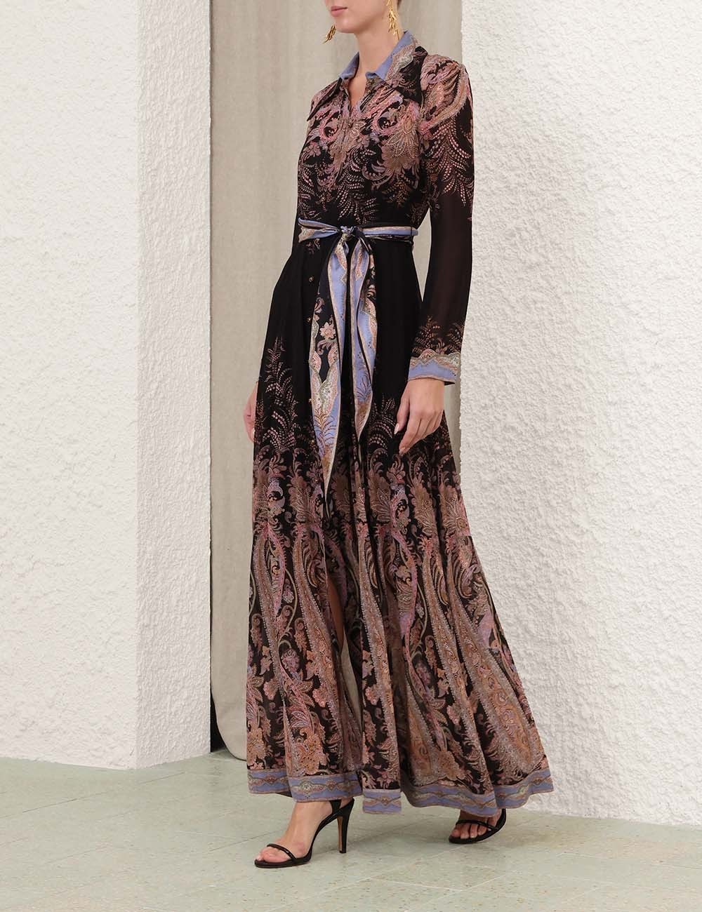 zimmermann Alchemy Buttoned Sheath Dress, Black Paisley, Size XS/S , BNWT