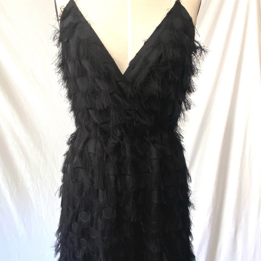 ALI + JAYLong Maxi Fringe Dress with Spaghetti Straps and Belted Waist XS