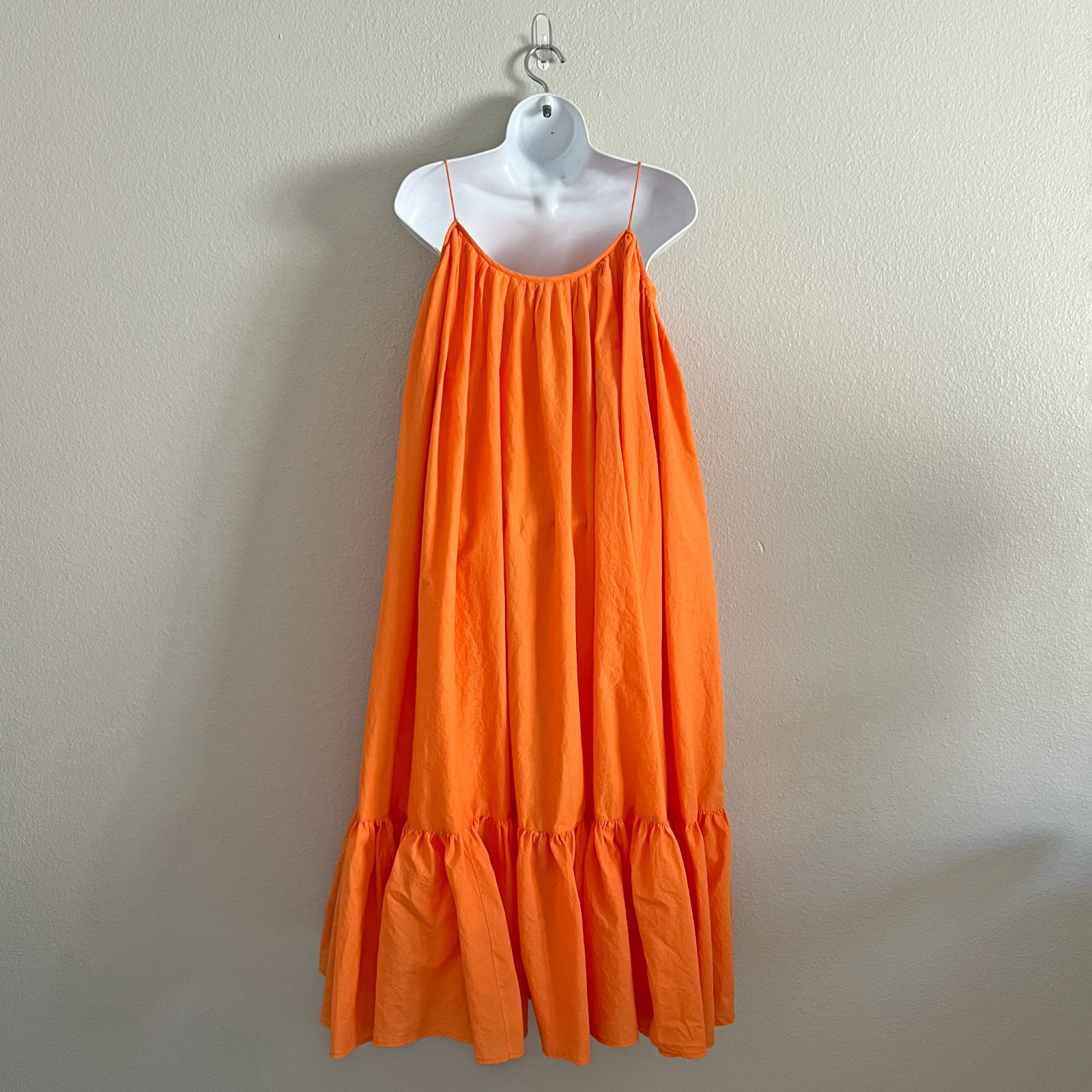 Rhode Resort Orange Cotton Ruffle Trapeze Dress Sundress Summer Revolve Size L