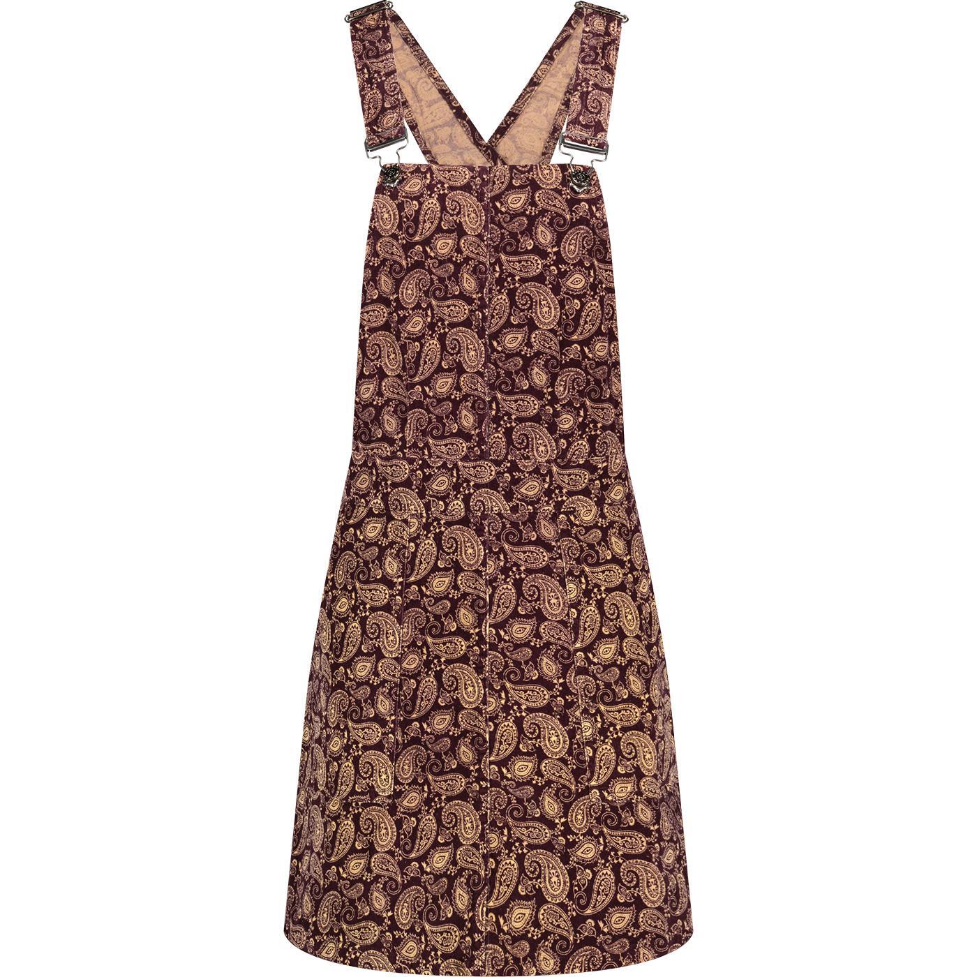 NEW MADCAP RETRO MOD 60s 70s PAISLEY CORD PINAFORE DUNGAREE DRESS Jenny MC1060