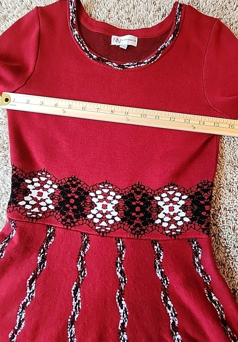 Neiman Marcus Dress Size M Fit And Flare Fair Isle Holiday Party Cocktail