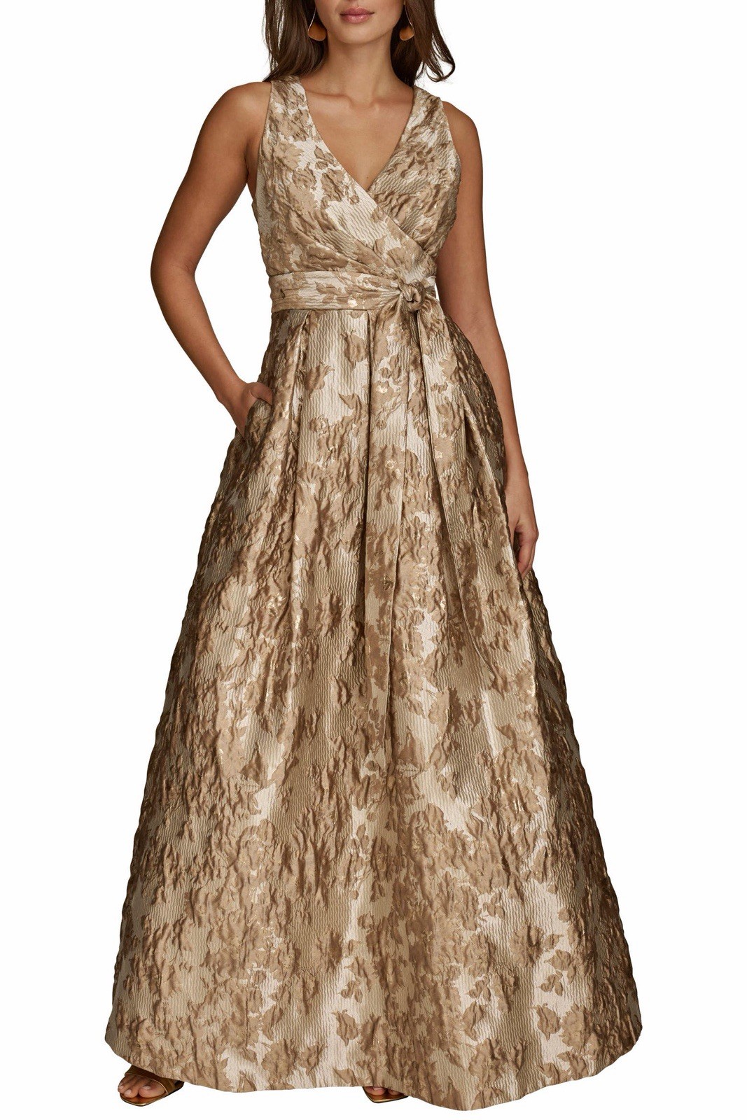 New Donna Karan New York Metallic Jacquard Ballgown In Copper Sz 8 $389
