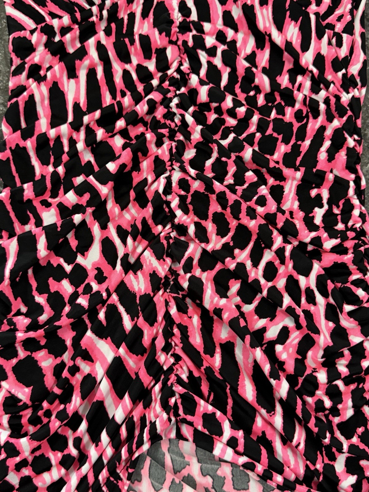 Kiwi Womens Ruched Halter Mini Dress Stretch Clubwear Neon Pink Black Leopard S