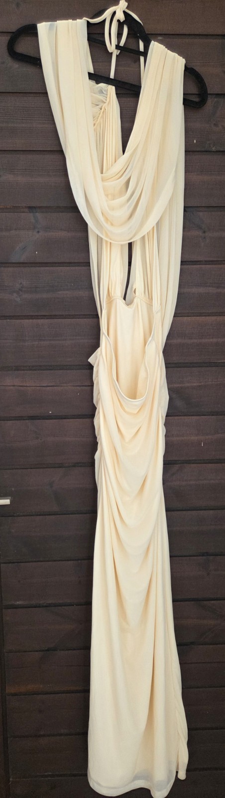 SHEIN BAE Deep V-Neck Draped Mesh Maxi Dress