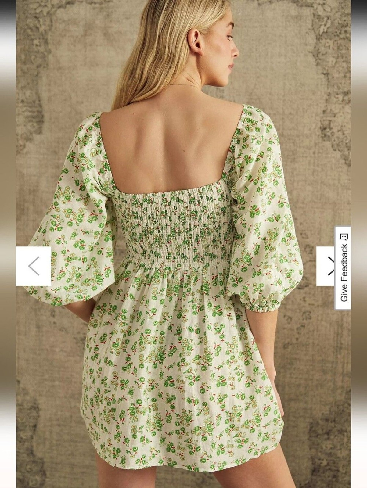 Urban Outfitters Sofia Floral Puff Sleeve Mini Dress Smocked Puff Sleeves