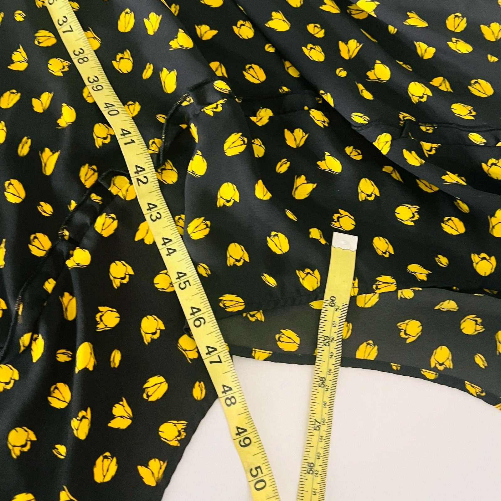 Who What Wear Floral Print Shark Bite Hem Midi Dress Size M Medium Yellow Black