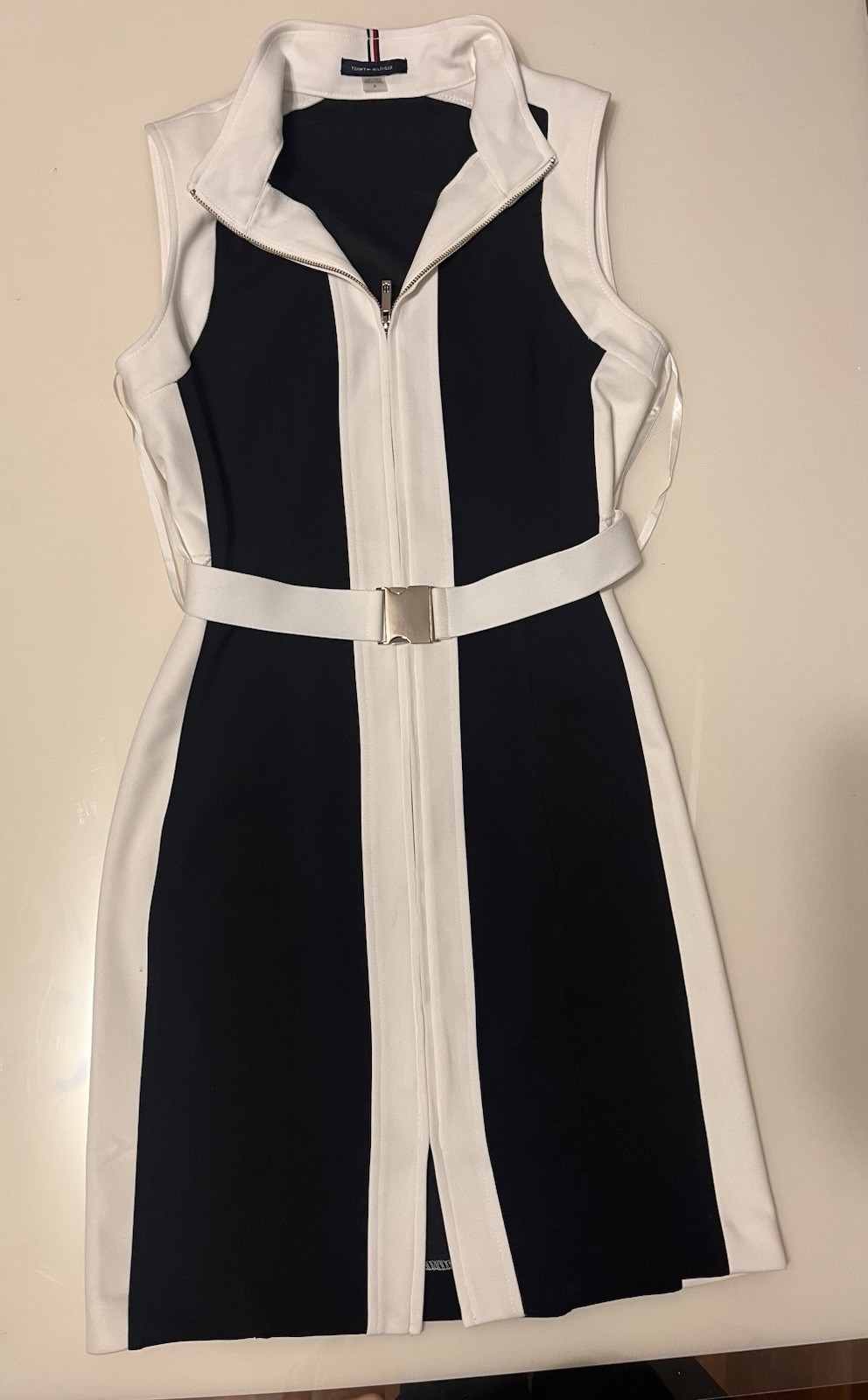 Tommy Hilfiger Black & White Neoprene Scuba Crepe Sheath Dress 6
