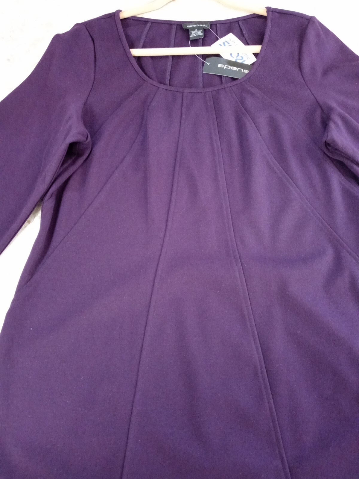 Spense NWT Purple Long Sleeve Pullover Poyester Blend Dress Size 16 Seam Detail