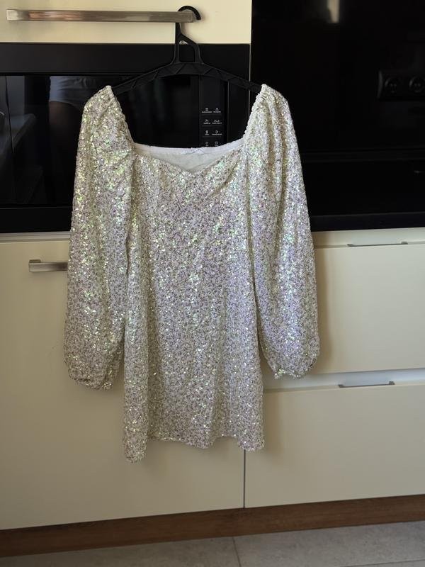 Women Glamorous Dress Silver Polyester 34 / XS / #4MNK