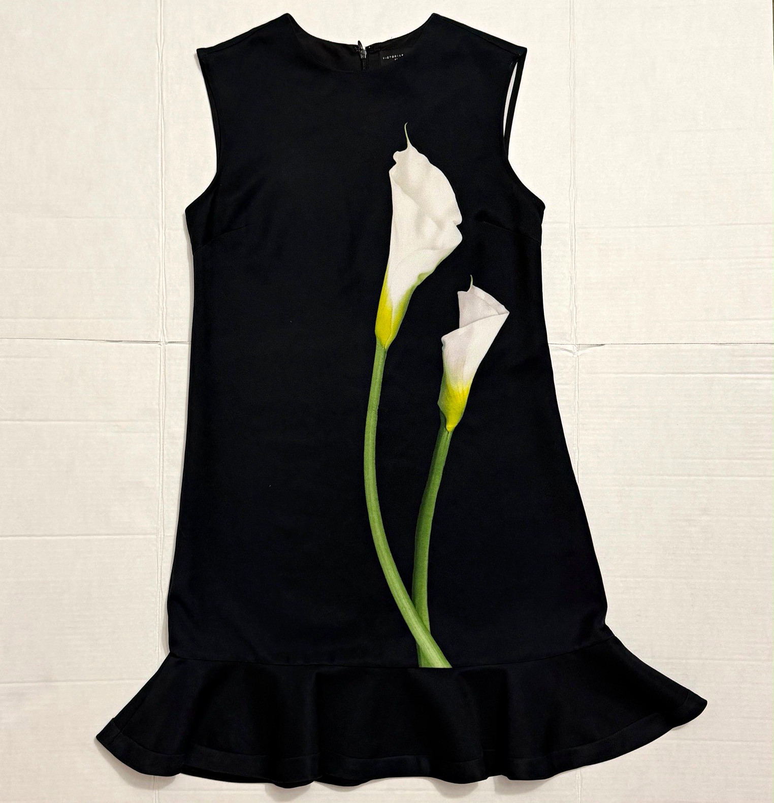 Victoria Beckham – Black Floral Sleeveless Crew Dress – Size XS