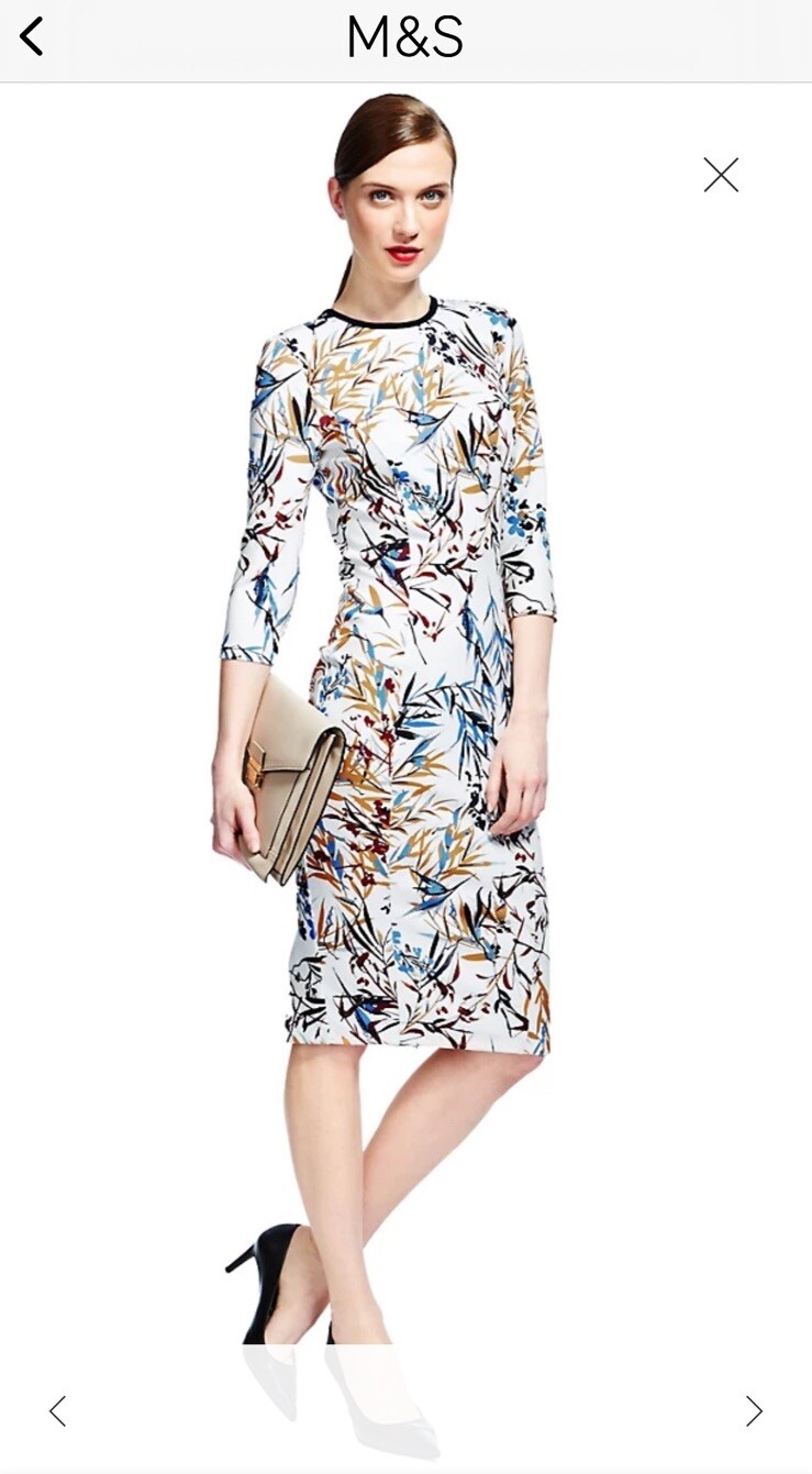 M&S Autograph Floral Scuba Bodycone Dress UK 10 Stretch Wedding Horses Occasion