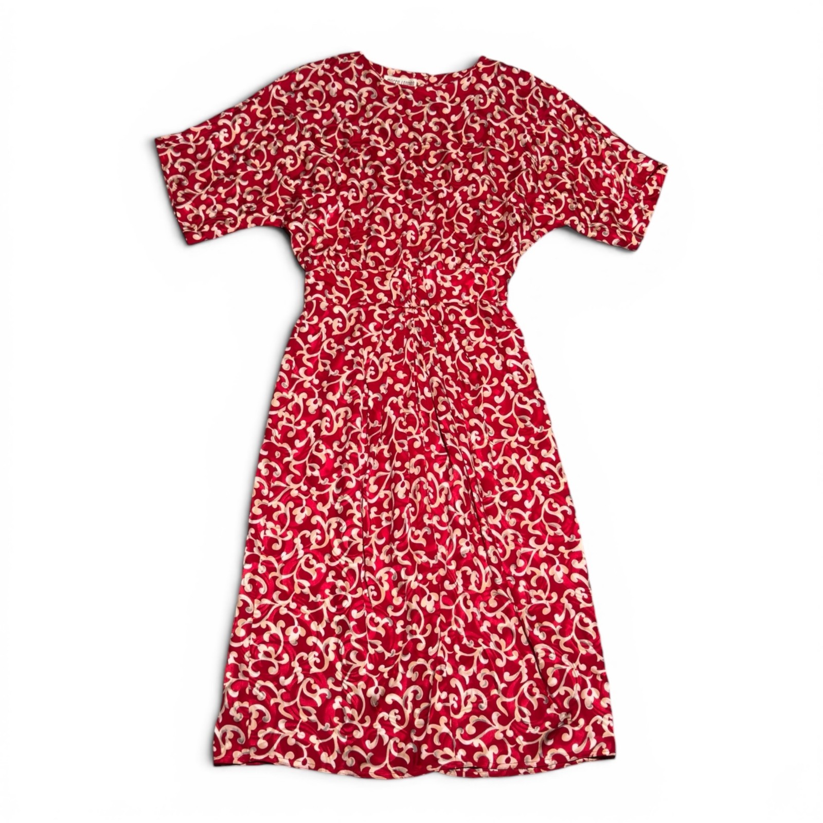 Vintage Maggy London by Jeannene Booher Red and Cream Silk Dress Size 6