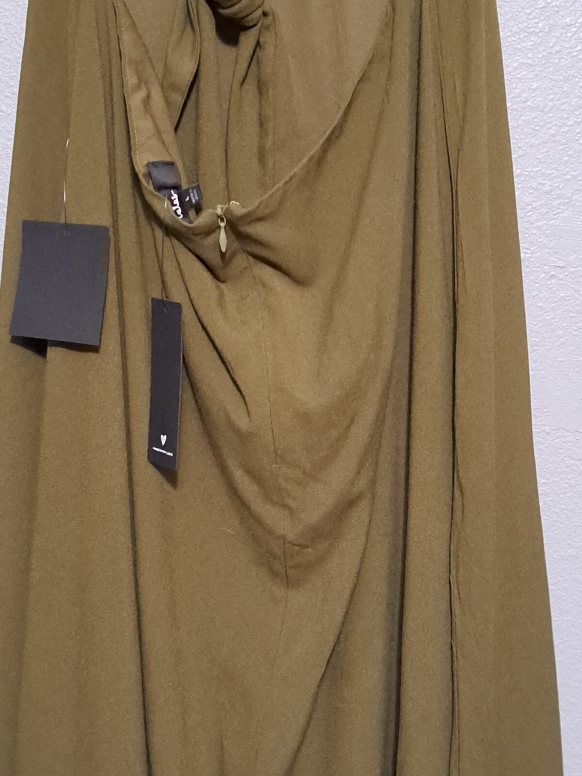 Lulus Womens Dress L Confident Aesthetic Olive Green Backless Tie Back Midi Boho