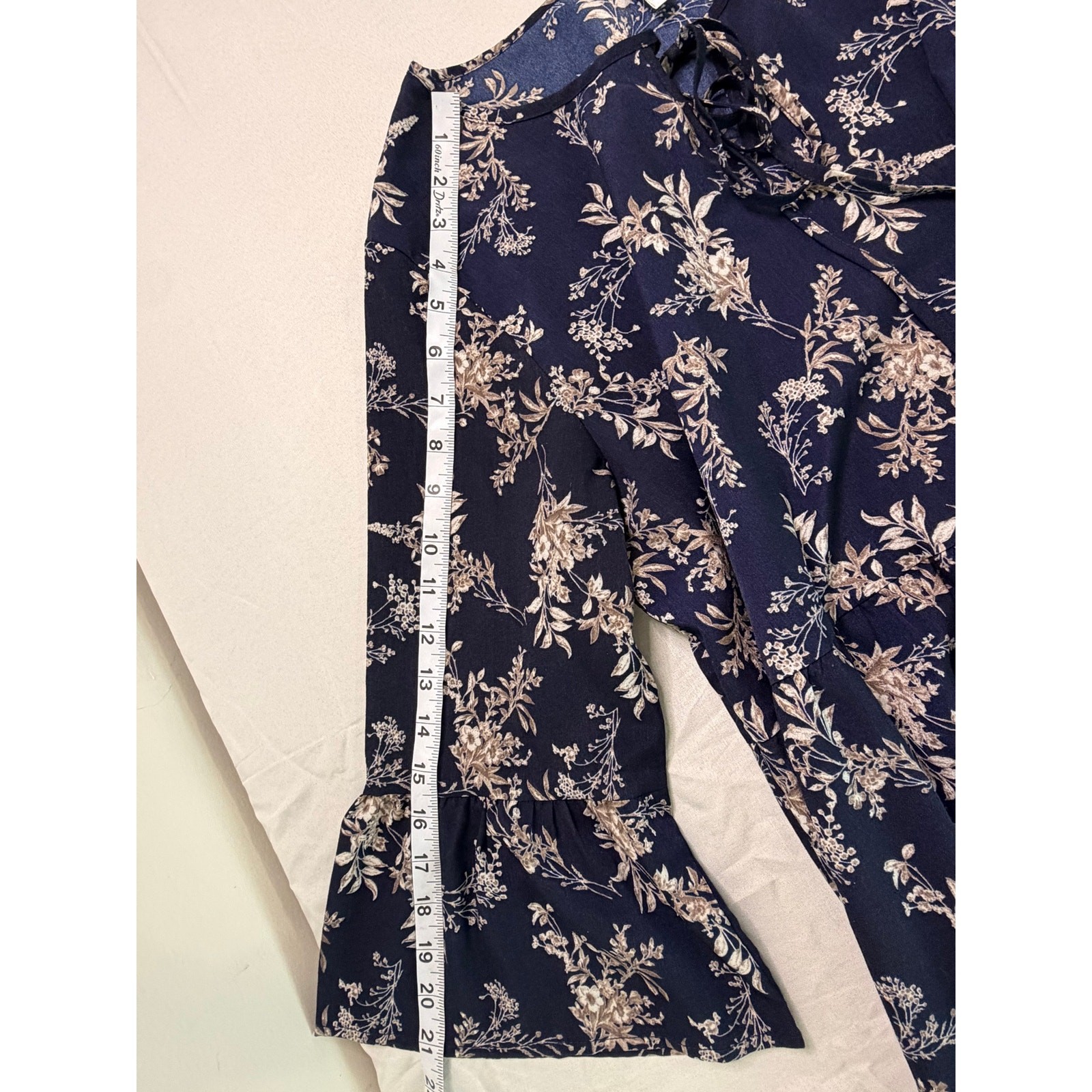 VIISHOW Women Medium Navy Floral Tiered Maxi Dress Boho Oversized Bell Sleeve