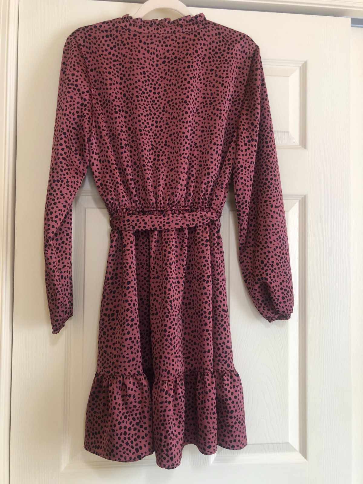 New w Tags Size M LOFT Pink Cheetah Long Sleeve Belt Dress
