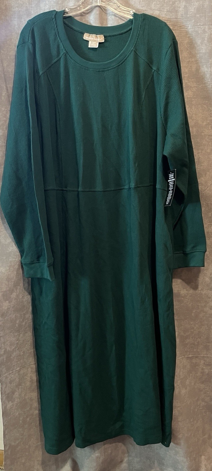 New size 26/28 2X Woman Within waffle knit dress green long sleeves