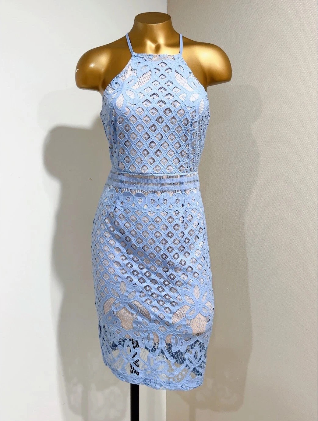 LULUS Women’s Steal a Kiss Light Blue Lace Cutout party/Cocktail Dress Size S