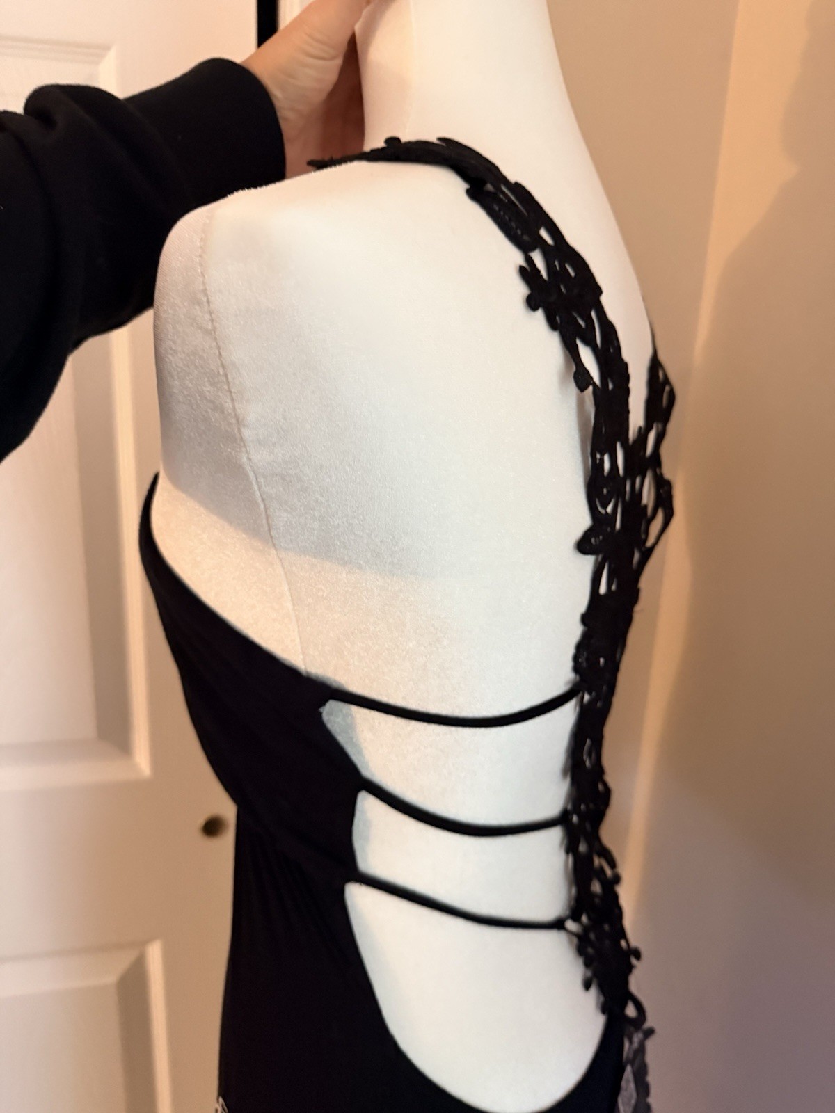 Sullen Angels Black Bodycon Dress M Backless Lace Skull Print. Tattoo. Pinup.